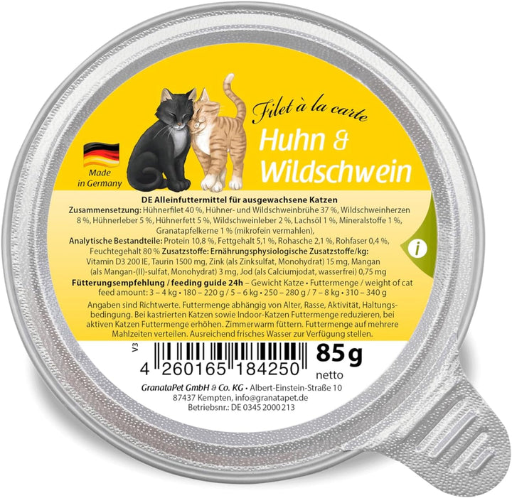 Granatapet Filet À La Carte Pui PUR, hrană umedă pentru pisici, bucăți de file fără cereale, hrană pentru pisici fără zahăr adăugat, conținut ridicat de carne, 6 X 85 G