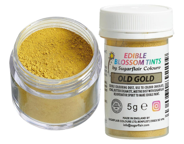 Pudră de colorant alimentar Sugarflair Blossom Tint Dust Old Gold - Pudră de colorant alimentar pentru decoruri de tort, pastă de zahăr, fondant, glazură, ciocolată, cremă de unt, macarons și multe altele - 5G