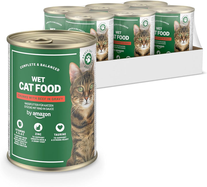 By Amazon Hrană pentru pisici, umedă, conservă, bucăți cu carne de pasăre în sos, 12 X 415 G