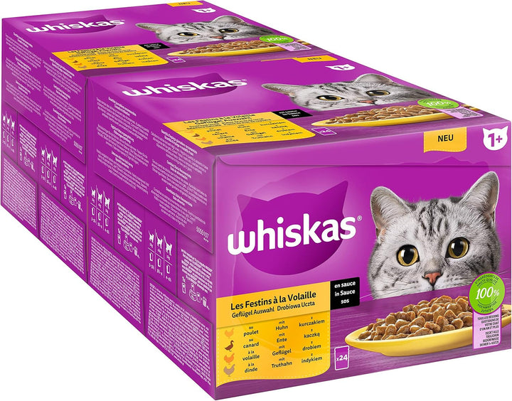Whiskas Adult 1+ Hrană umedă pentru pisici Selecție mixtă în jeleu, 84 pliculețe, 84X85G (1 pachet vrac) - Hrană umedă de înaltă calitate, Pentru pisici adulte