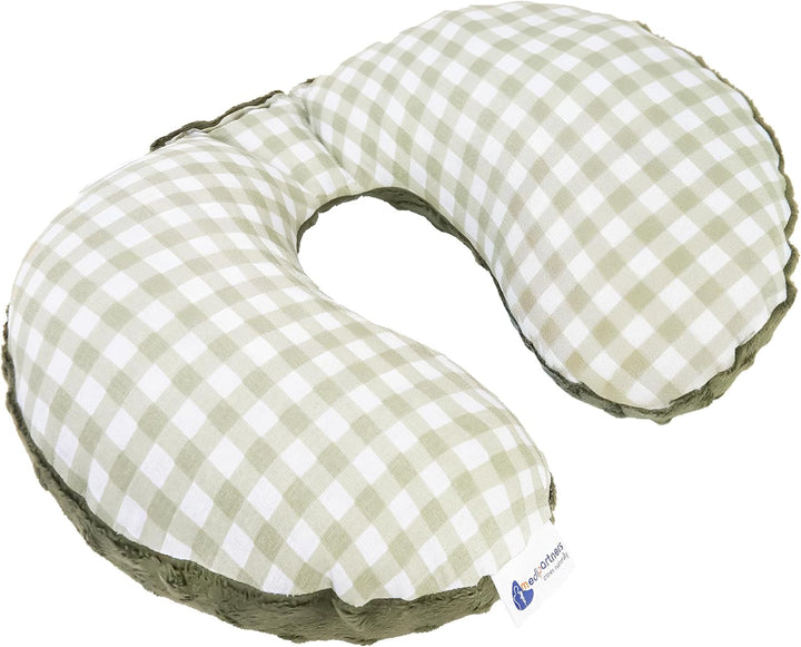 Medi Partners Perna de gât pentru copii Suport pentru gât 100% bumbac / minky pernă de gât pentru copii pentru mașină cărucior călătorie călătorie somn pernă de gât snooze roll (REH cu gri Minky) Perne ortopedice cervicale Naty Shop Verificat cu nurcă de culoare măslinie