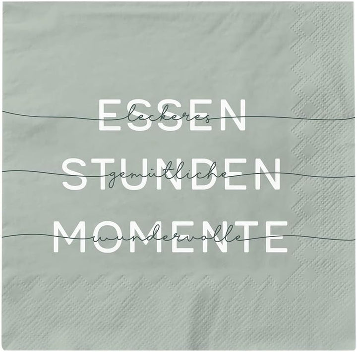 Grafik Werkstatt Serviettes Mit Spruch Groß | 20 bucăți | 16,5 X 16,5 Cm | Verde | Mâncare, Ore, Momente