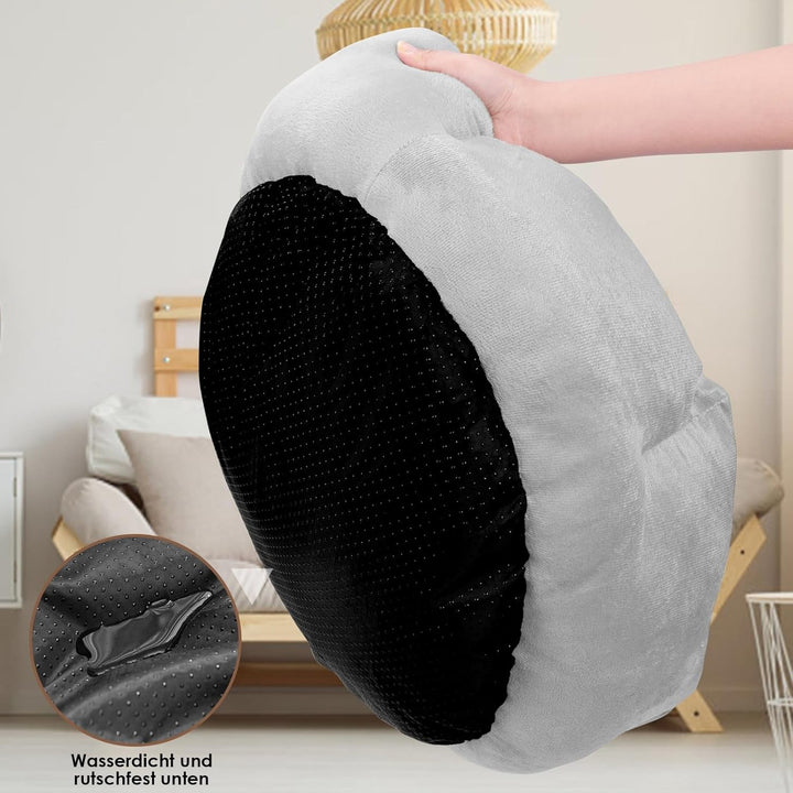 Pat pentru pisici Zvonema, pat pentru câini mici, coș lavabil și calmant pentru pisici, pat moale antiderapant pentru animale de companie, pernă rotundă pentru pisici, pat cald și pufos pentru pisici, loc de dormit pentru pisici, gri