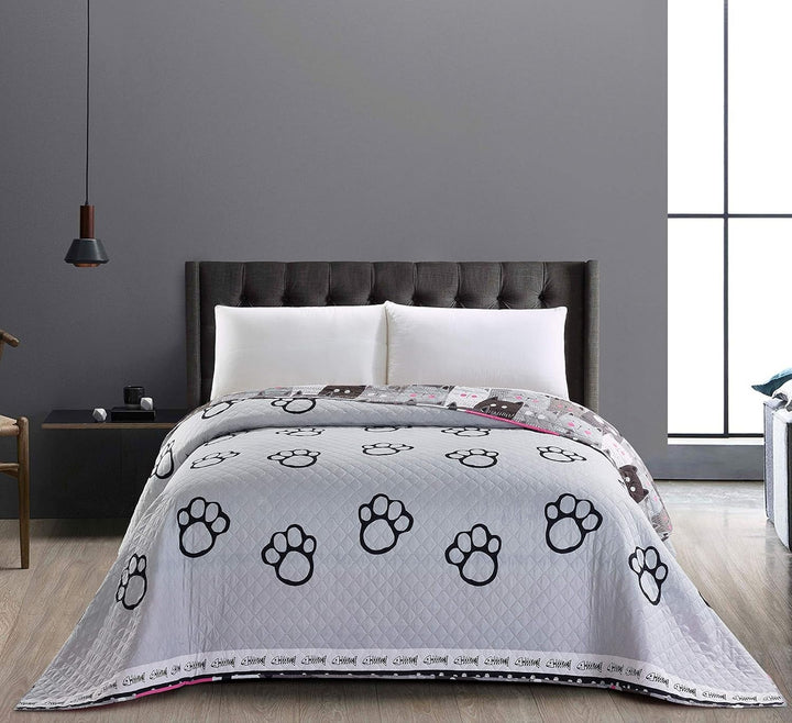 Decoking 32350 Cuvertură de pat 220X240 Cm Cuvertură de pat din microfibră cu două fețe ușor de întreținut Bej Maro deschis Maro cacao Gri Oțel Antracit Grafit Negru Alb Roz Pisici Invazia pisicilor Paturi si Cuverturi Besuche den DecoKing-Store