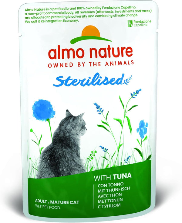 Almo Nature Holistic Sterilised - Hrană umedă pentru pisici sterilizate - Cu ton - 70G, pachet de 30