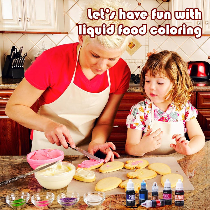 Colorant alimentar - 20 de culori colorant alimentar lichid foarte concentrat pentru prăjituri, copt, ouă de Paște, băuturi - colorant alimentar fără zahăr pentru fondant, glazură, slime, decorare tort - 10 ml fiecare