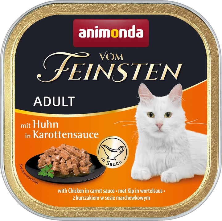 Animonda Vom Feinsten Adult Sauce Variety (32 X 100 G), hrană umedă pentru pisici adulte, hrană pentru pisici fără cereale și zahăr, bucăți fragede într-un sos delicios