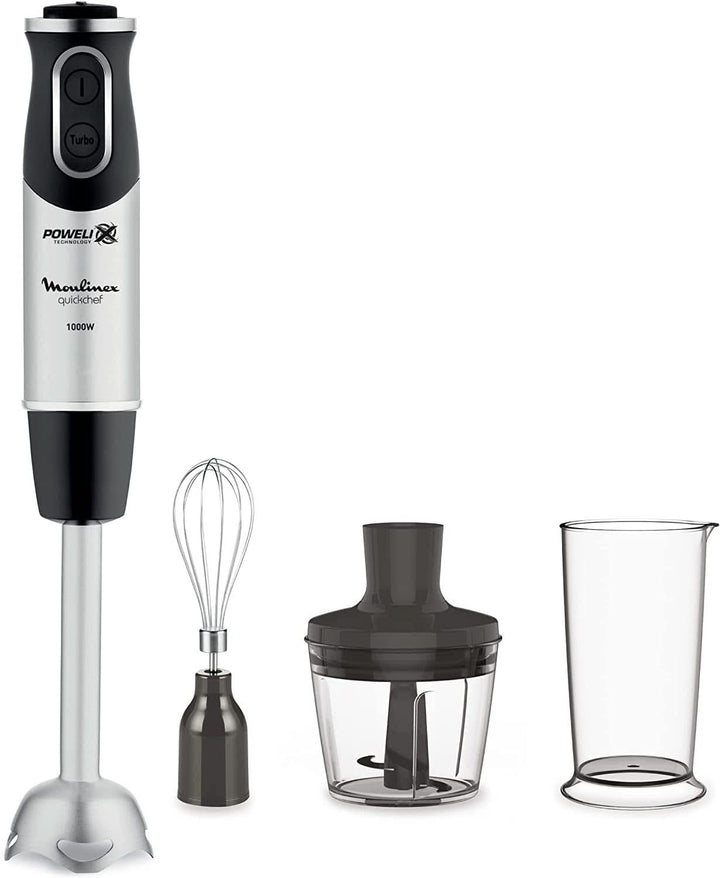 DD6558 DD655810 Quickchef 3-In-1 Tauchmixer, Powelix-Technologie, 3 Zubehörteile, Edelstahl, Stahl/Schwarz Bucatarie Naty Shop