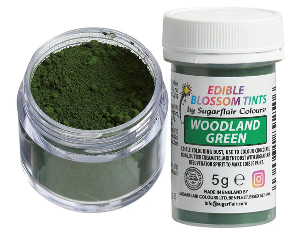 Pudră colorantă alimentară Sugarflair Blossom Tint Dust, maro pădure - Pudră colorantă alimentară pentru decoruri de tort, pastă de zahăr, fondant, glazură, ciocolată, cremă de unt, macarons și multe altele - 5G