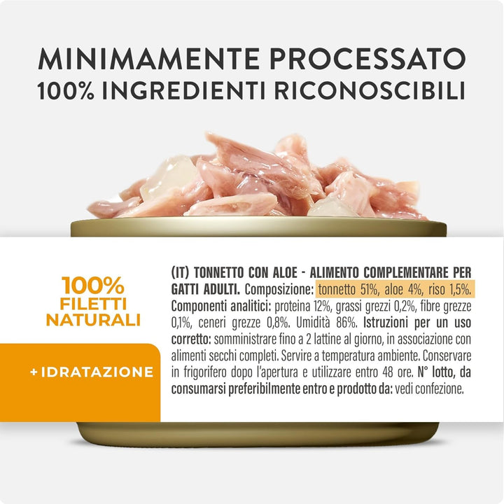 , File de ton cu aloe în jeleu, Hrană umedă complementară pentru pisici, Rețetă originală, 100% naturală, 12 cutii À 70 G