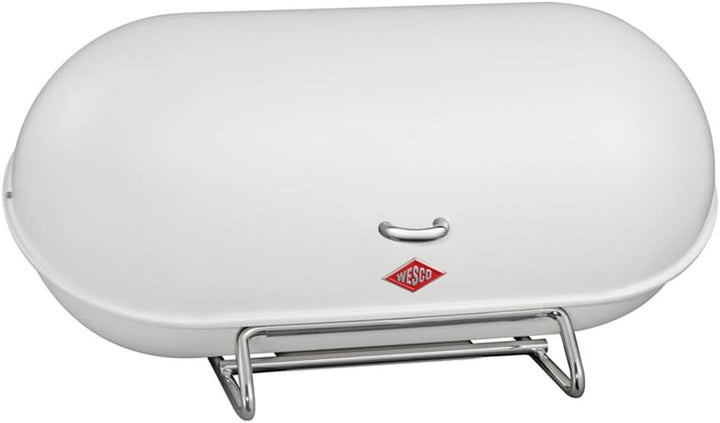 Coș pentru pâine WESCO Breadboy cu capac articulat fără zăngănit, de culoare roșie, din tablă de oțel acoperită cu pulbere, găuri de ventilație și mâner robust Cutii depozitare alimente Naty Shop Alb mat