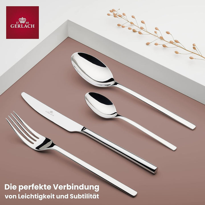 Gerlach Modern Besteck-Set Für 6 Personen Spülmaschinenfest Essbesteck Aus Edelstahl Elegantes Besteck Mit Messer Gabel Löffel Und Teelöffel Tafelbesteck Rostfrei 24 Stk Naty Shop