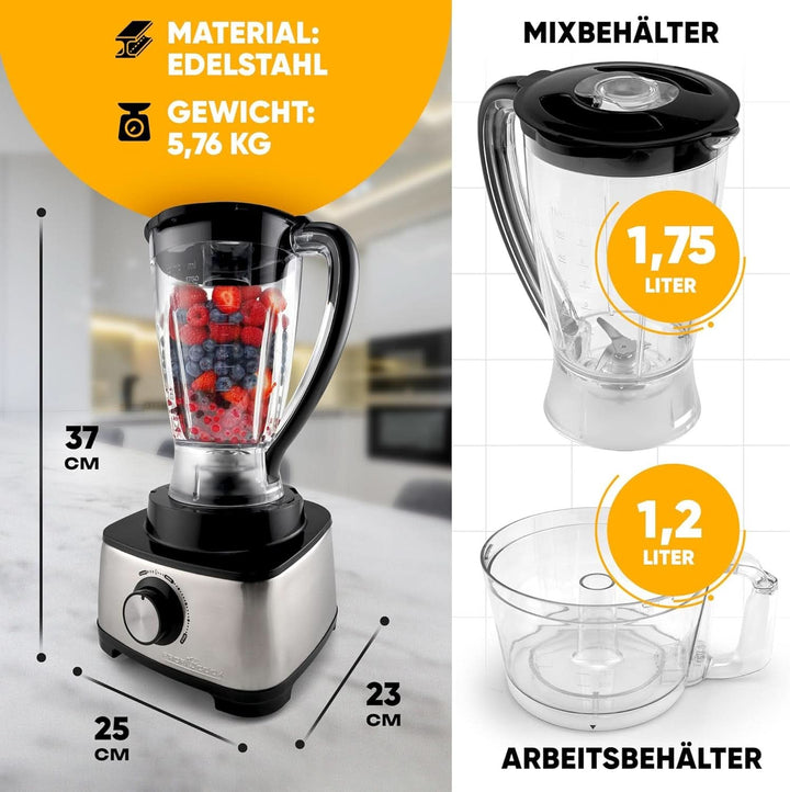 Mașină de bucătărie Proficook® 3In1 | Blender, robot de bucătărie și storcător de fructe, 1200 W Mama si Copilul Naty Shop