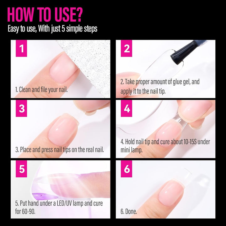 504 bucăți Tipuri de unghii Gel Ballerina Medium: Tipuri de unghii pentru unghii cu gel Unghii false din PMMA Extensii de unghii, unghii artificiale, 12 mărimi