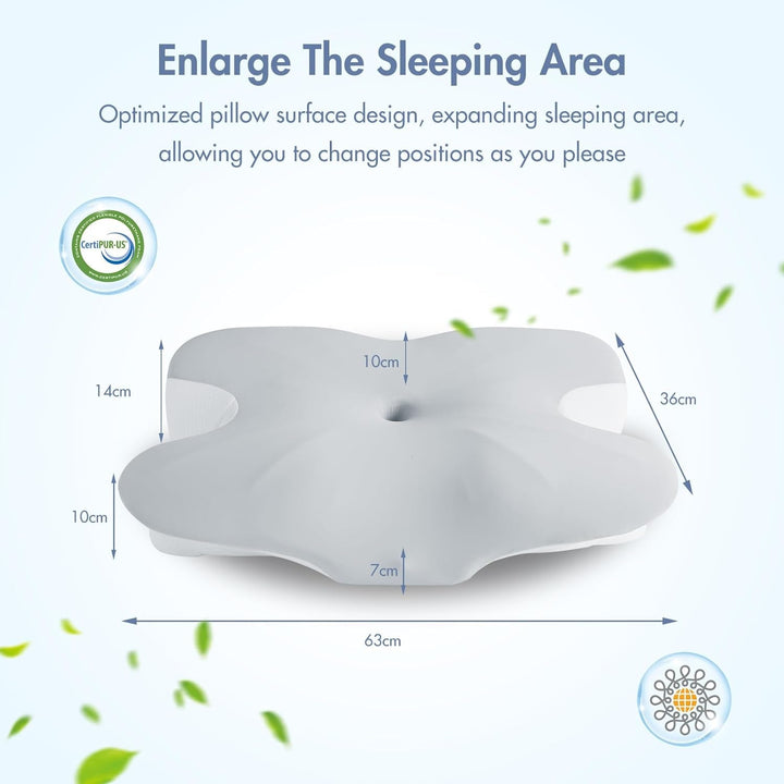 Elegear Pernă din spumă de memorie cu capac de pernă de răcire, pernă pentru dureri de gât Pernă pentru dormit lateral Pernă ergonomică Pernă ortopedică pentru dormit lateral, spate, abdominal 63X 10/14 X36Cm Perne ortopedice cervicale Naty Shop