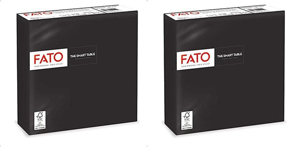 , Șervețele de hârtie de unică folosință, ideale pentru prânzuri informale și bufete, pachet de 50 de șervețele, dimensiune 33X33, 4 pliuri, 2 straturi, culoare neagră, certificate Fsc (pachet de 2)