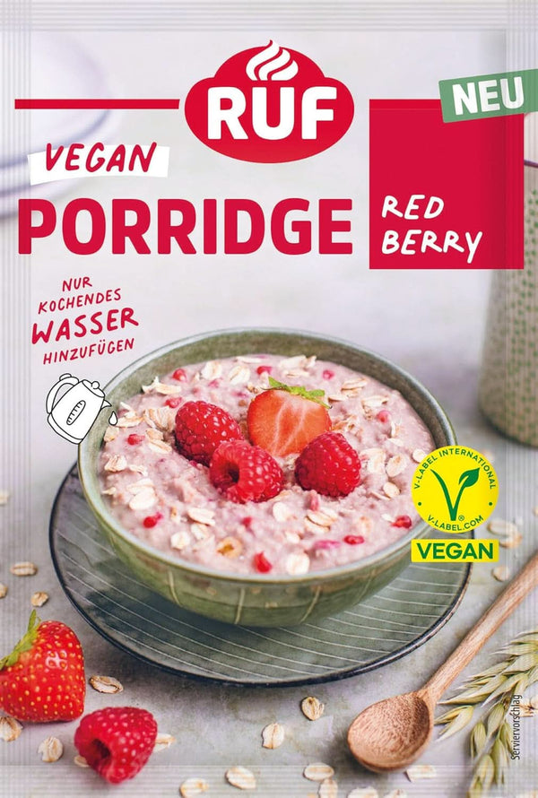 RUF Vegan Porridge Red Berry Oats, Porridge cu căpșuni și zmeură, 60 grame Cereale Naty Shop