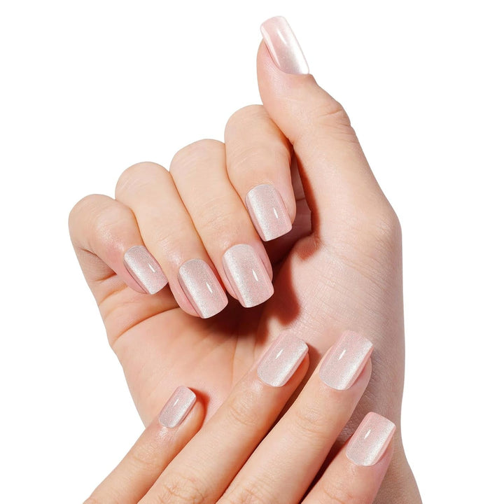 Kiiwah 48 bucăți unghii scurte pătrate, unghii artificiale roz pentru lipit, vârfuri de unghii scurte, vârfuri de unghii false