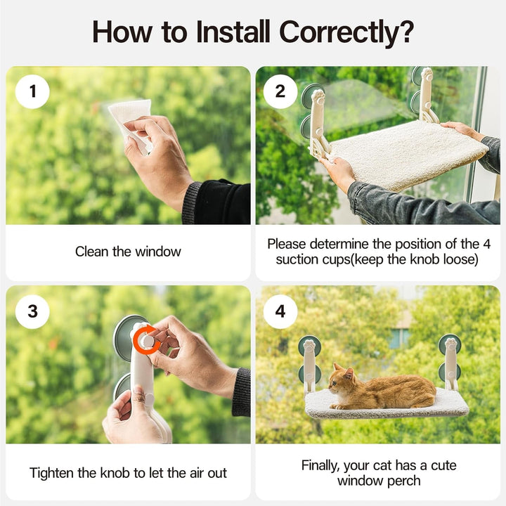 MEWOOFUN Hamac pentru Pisici, 54 x 30 cm, Pat pentru Pisici, Covoraș Reversibil pentru Pisici, cu Ventuze Puternice, Până la 18 kg (Bej, Dublu)