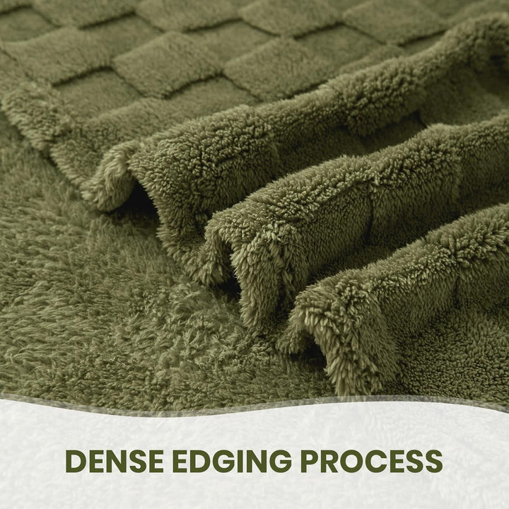 Good Nite Cosy pătură Fluffy Couch Throw pătură Fleece Bedspread Cosy Soft Checked Green pătură primăvară vară toamnă iarnă patru anotimpuri (150X200Cm Olive Green) Paturi si Cuverturi Good Nite