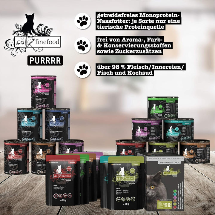 Catz Finefood Purrrr N° 103 Hrană umedă pentru pisici cu pui - Hrană umedă gourmet pentru pisica dvs. fără zahăr și cereale, fără gluten și monoproteică cu conținut ridicat de carne (24 X 85G Bag)