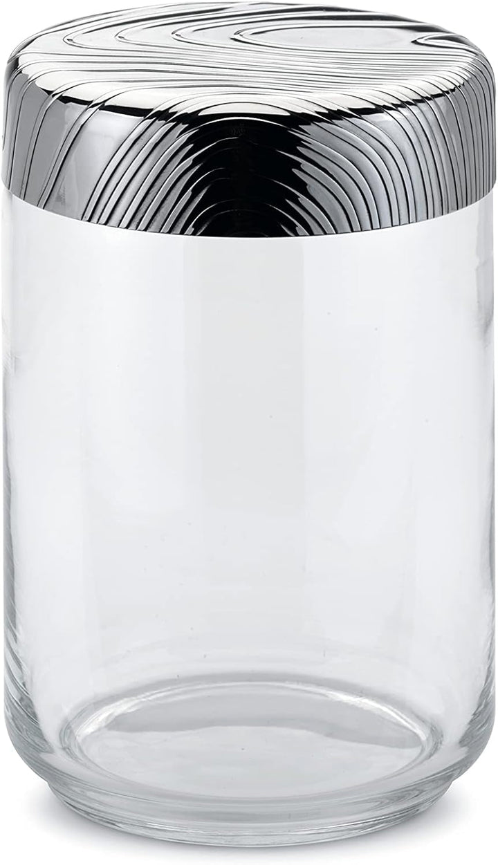 Alessi Veneer PU05/100 - Oală de bucătărie cu design ermetic, borcan de sticlă cu capac din oțel inoxidabil 18/10 cu decor în relief Cutii depozitare alimente Naty Shop Multicolor O mărime se potrivește tuturor