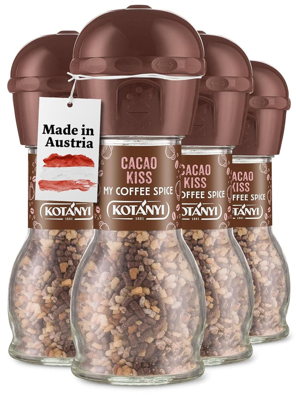 Topping pentru cafea Kotanyi Cacao Kiss | Ciocolată minunată cu bucăți fine de ciocolată, pachet de 4 (4 X 63 grame) Naty Shop Cacao Kiss 4 x 63 grame