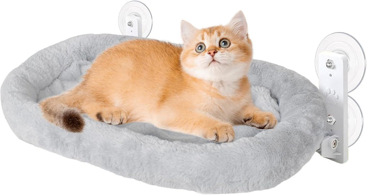 Șezlong pentru pisici: Hamac confortabil pentru fereastră, Pat pentru pisici, Șezlong pentru pervaz cu ventuze rezistente, Până la 15 kg, Hamac pentru pisici mari, Economie de spațiu și Instalare ușoară