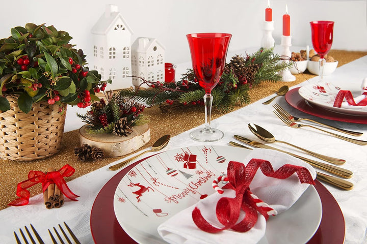 Merry Christmas Geschirr 18 Tlg. Set Weiß/Rot Seturi vesela masa Naty Shop