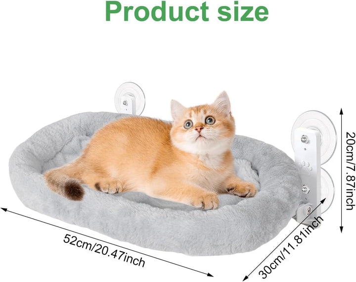 Șezlong pentru pisici: Hamac confortabil pentru fereastră, Pat pentru pisici, Șezlong pentru pervaz cu ventuze rezistente, Până la 15 kg, Hamac pentru pisici mari, Economie de spațiu și Instalare ușoară