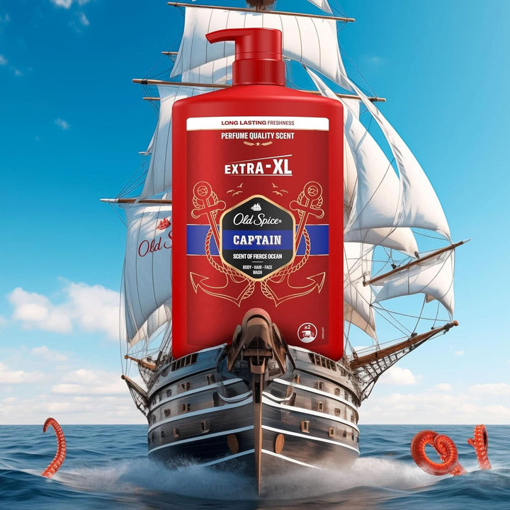 Old Spice Captain 3-In-1 Gel de duș și șampon pentru bărbați, 1 litru Duș și baie Naty Shop