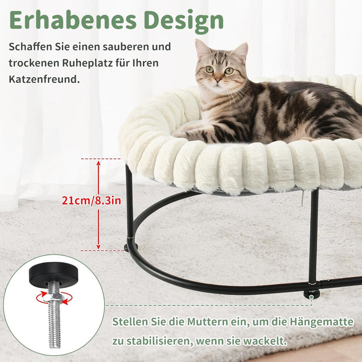 GUUSII HOME Pat pentru pisici ridicat, hamac pentru pisici mari, pat pentru șezlong, hamac pentru pisoi, canapea pentru pisici, pat înalt pentru cățeluș, cu cadru metalic robust, pernă lavabilă 58,5 * 43 * 21 cm (alb)
