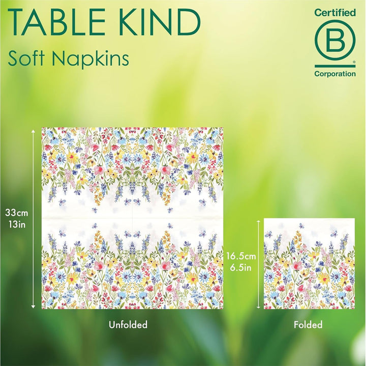 Talking Tables Table Kind Șervețele de unică folosință, șervețele din hârtie moale, șervețele de unică folosință, model floral, pentru nunți sau uz zilnic, ecologice, compostabile, reciclabile