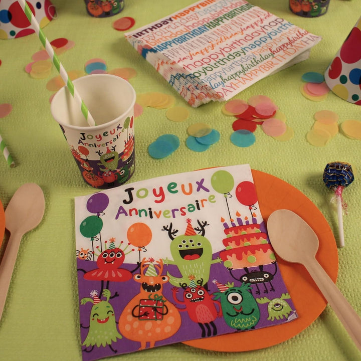 20 șervețele, motiv: Les Ptits Monster, 3 straturi, 33 X 33 cm