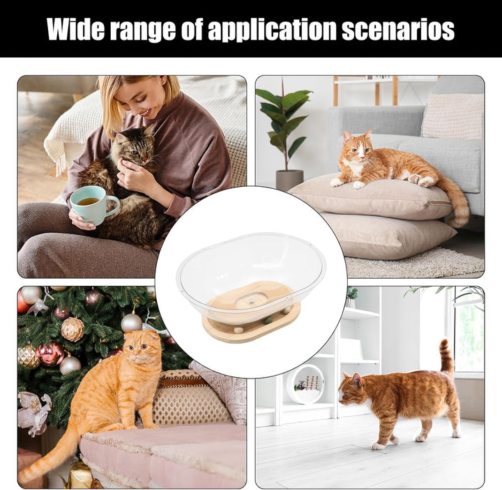 Pat pentru pisici Space Capsule, pat pentru pisici de interior, cuib pentru pisici cu bile de urmărire, suport din lemn masiv, cuib stabil pentru pisoi, casă transparentă pentru pisici, pisoi