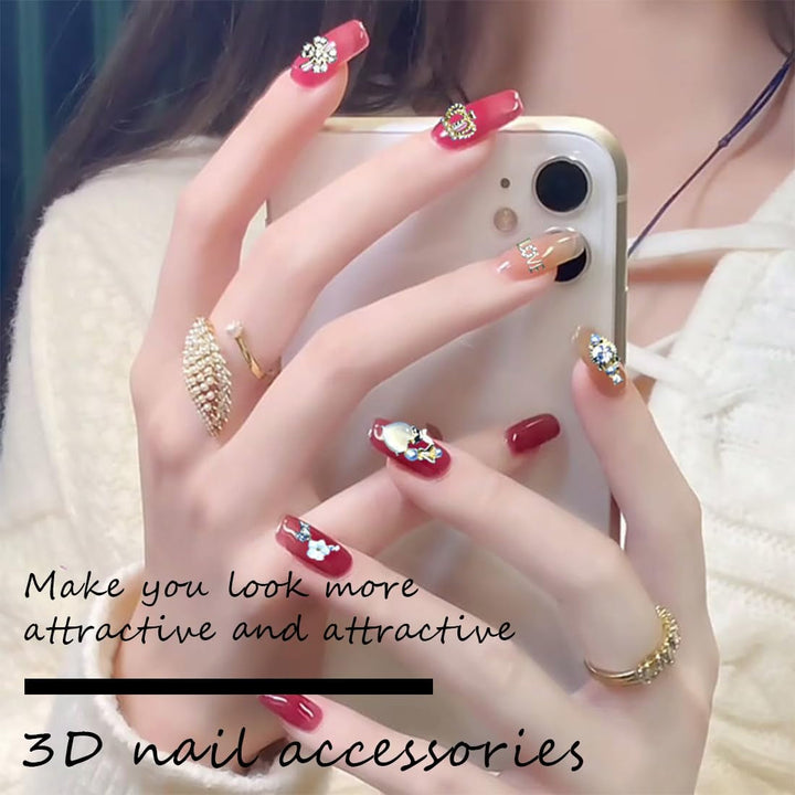 50 Stück Gold Nail Charms, 3D Glänzend Nail Art Charms, Glitzersteine Nägel Perle Legierung Nagel, Schmetterling Strasssteine Nägel Charms, DIY Nail Art Zubehör, Für Mädchen Frauen