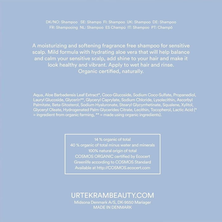 Urtekram Șampon - fără parfum, echilibrat, sensibil 500 ml Duș și baie Naty Shop