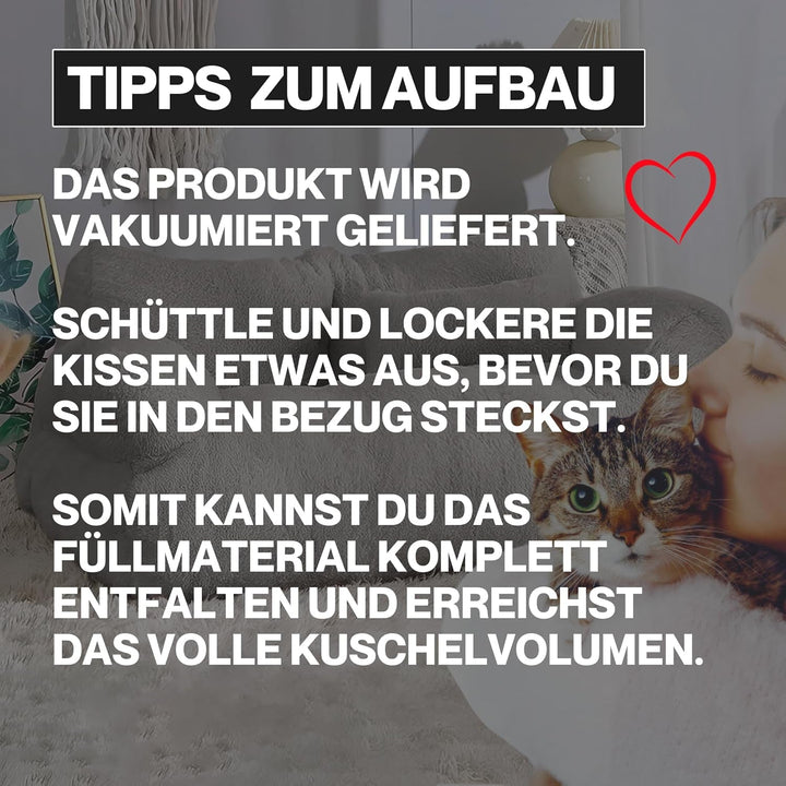 Canapea pentru pisici Noviclass® Simba | Include o pernă mică | 70 x 48 cm | Pat pentru pisici mici | Pufos, bine căptușit | Husă detașabilă (crem)