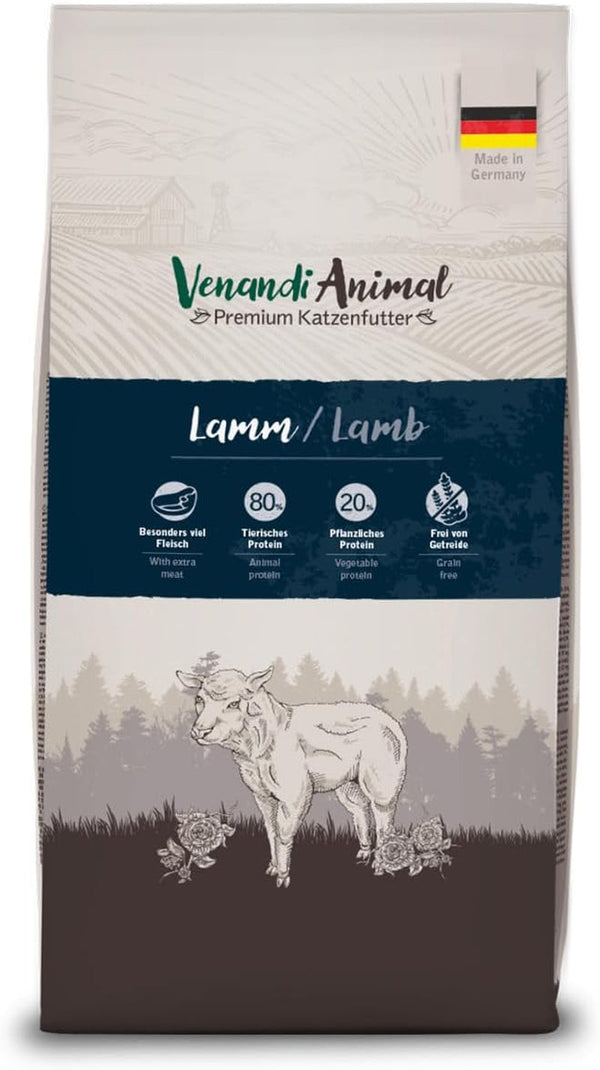 Venandi Animal - Hrană premium pentru pisici - Miel, cu multă carne proaspătă, hrană uscată, fără cereale 1 pachet (1 X 1,5kg)