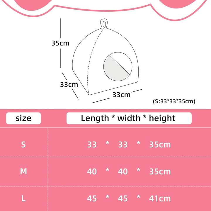 Peșteră pentru pisici, căsuță de pluș cu pernă lavabilă, cort pliabil pentru pisici, peșteră cu mâner, pat moale și cald pentru pisici de interior, 33 x 33 x 35 cm