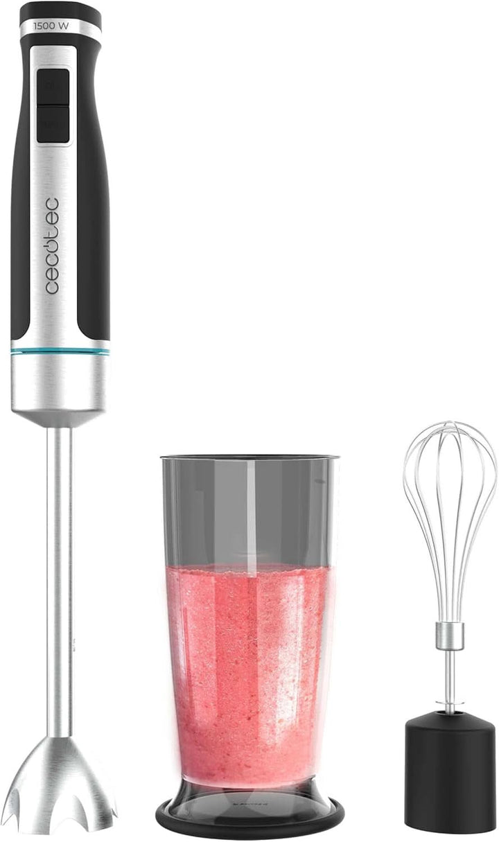 Cecotec Hand- Mixer Powergear 1500 - Klingen Aus Titanium Beschichtung, 21 Geschwindigkeitsstufen, 1500 W, Inklusiv Glas Mit Deckel. (Schwarz Und Edelstahl, XL) Bucatarie Naty Shop 2 Zubehörteile