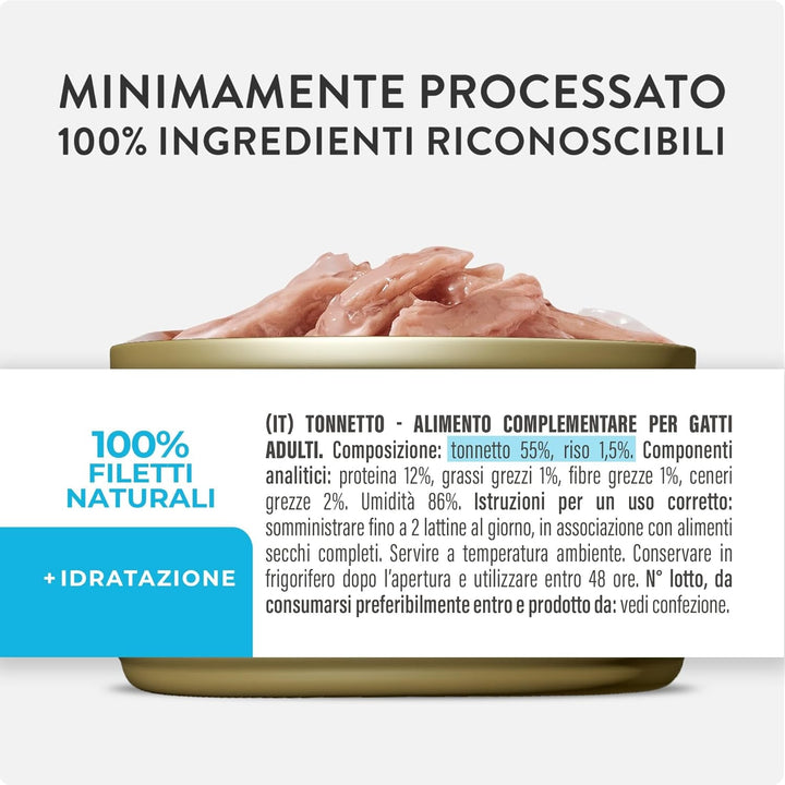 , File de ton în jeleu, Hrană umedă complementară pentru pisici, Rețetă originală, 100% naturală, 12 cutii a câte 70 g