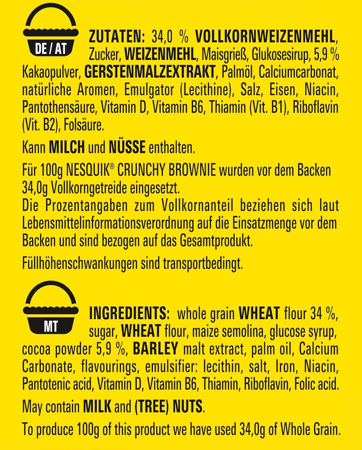 NESQUIK Crunchy Brownie, cereale crocante pentru micul dejun cu bucăți de ciocolată, 300 grame Cereale Naty Shop
