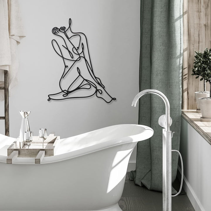 3 bucăți Metal Minimalist Woman Wall Art Deco Modern Metal Abstract Woman Wall Art Female Single Line Line Drawings to Hang for Living Room (negru, modern) Statuete si sculpturi Naty Shop