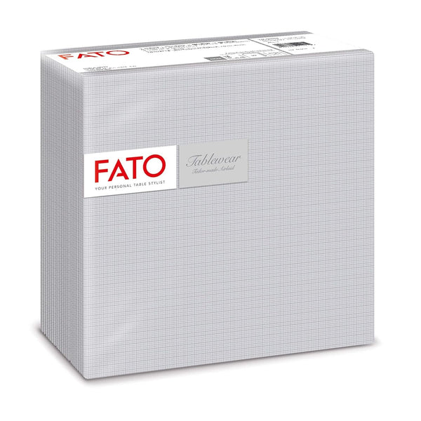 Fato - Șervețele din hârtie uscată, airlaid, efect textil, pachet de 50 de șervețele, format 40X40 pliate în 4, decor Shade Silver