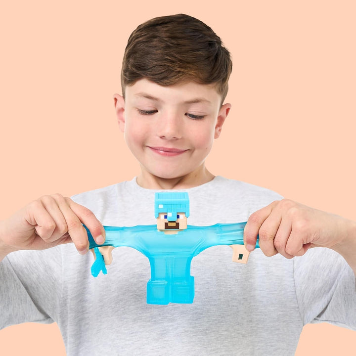 Heroes of Goo Jit Zu - figură Minecraft extensibilă - Steve cu armură și sabie de diamant, umplutură Goo super elastică cu element de diamant ascuns în interior, extensibilă până la trei ori dimensiunea Action figures Naty Shop