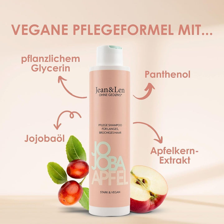 Jean & Len Care Shampoo Jojoba & Apple, hrănește părul lung și fragil, 300 ml Duș și baie Jean & Len
