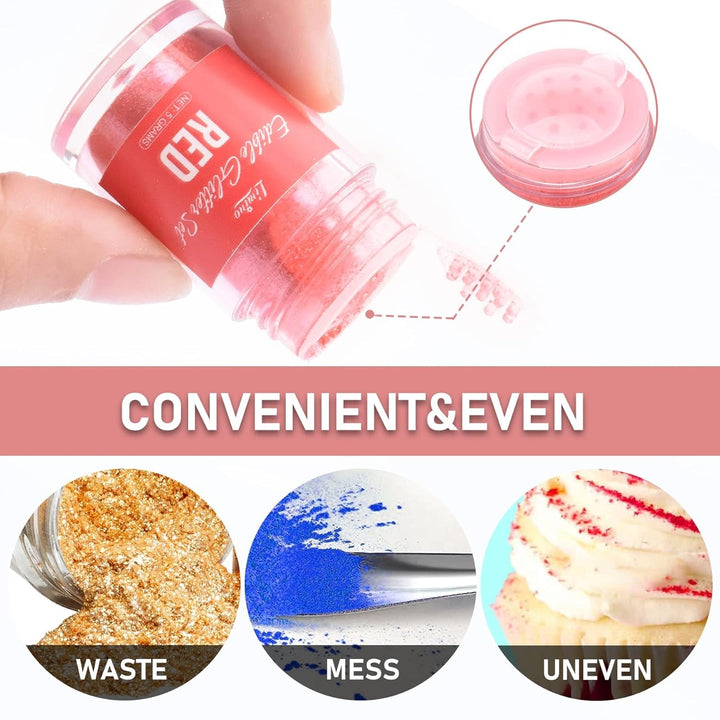 Sclipici comestibil - 4 culori pudră cu sclipici comestibilă, praf cu sclipici în sticlă cu spray pentru băuturi, prăjituri, alimente - pudră cu sclipici metalic, colorant alimentar pentru cocktailuri, fondant, fursecuri, vin