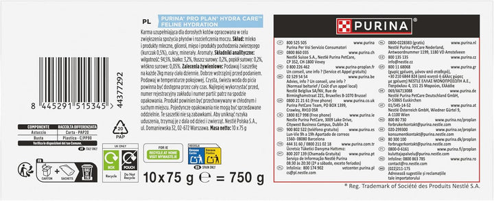 Hrană pentru pisici PRO PLAN HC Hydra Care, 10 X 75 G