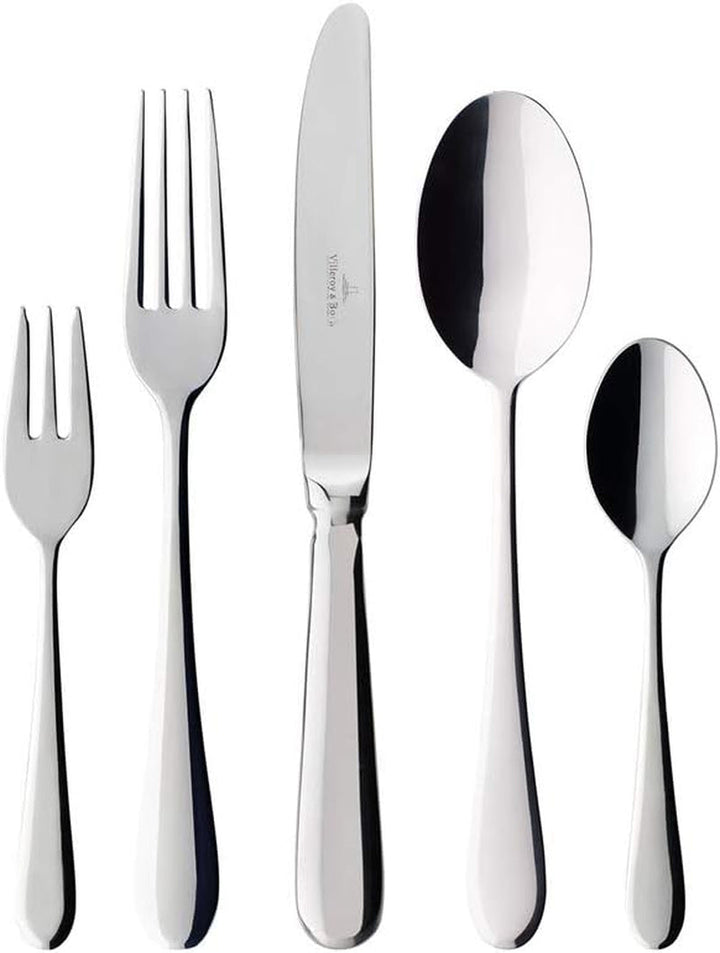 Villeroy & Boch – Oscar Tafelbesteck 24 Teilig 6 Personen, Spülmaschinenfest, Rostfrei, Besteck Set, Essbesteck, Messer Gabel Löffel Set, Cutlery Set, Besteckset Edelstahl, Edelstahl Bucatarie Naty Shop Single 30Tlg.